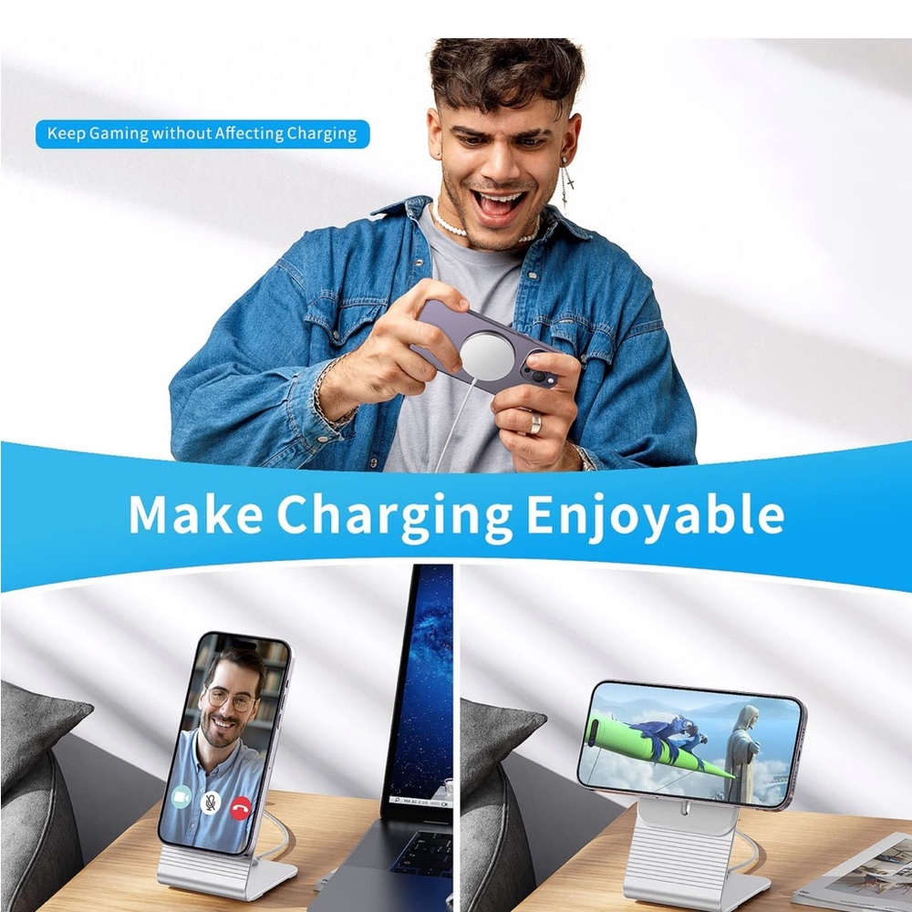 NEW 2/$50 MagSafe iPhone charger stand with usb c. 2 in one. iPhone 12, 13, 14 - Picture 5 of 10